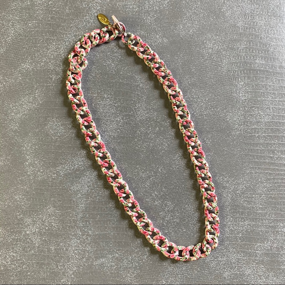 Jami Floral Pink Link Chain Necklace